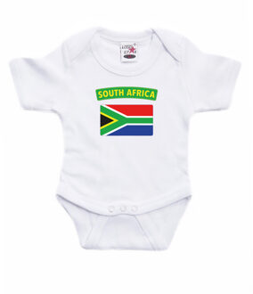 Bellatio Decorations South-Africa romper met vlag Zuid-Afrika wit voor babys