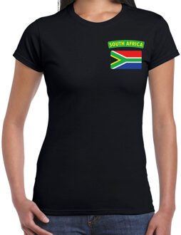 Bellatio Decorations South-Africa t-shirt met vlag Zuid-Afrika zwart op borst voor dames XL