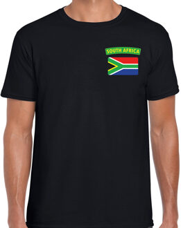 Bellatio Decorations South-Africa t-shirt met vlag Zuid-Afrika zwart op borst voor heren XL
