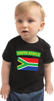 Bellatio Decorations South-Africa t-shirt met vlag Zuid-Afrika zwart voor babys 74 (5-9 maanden)