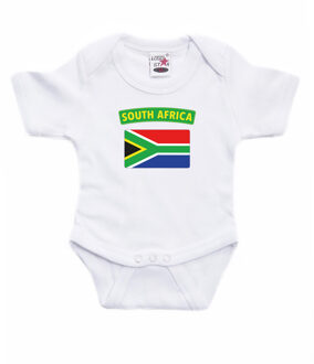 Bellatio Decorations South-Africa / Zuid-Afrika landen rompertje met vlag wit voor babys 56 (1-2 maanden)