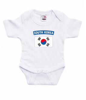 Bellatio Decorations South-Korea romper met vlag Zuid-Korea wit voor babys