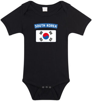 Bellatio Decorations South-Korea romper met vlag Zuid-Korea zwart voor babys 68 (4-6 maanden)
