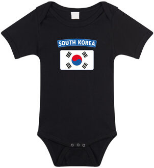 Bellatio Decorations South-Korea romper met vlag Zuid-Korea zwart voor babys