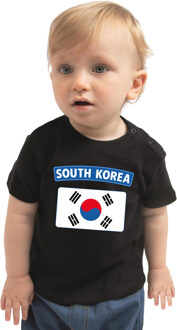 Bellatio Decorations South-Korea t-shirt met vlag Zuid-Korea zwart voor babys