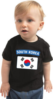 Bellatio Decorations South-Korea / Zuid-Korea landen shirtje met vlag zwart voor babys 62 (1-3 maanden)