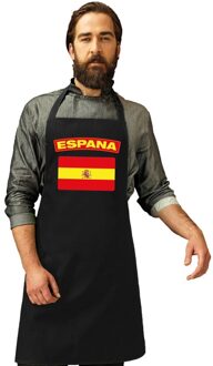 Bellatio Decorations Spaanse vlag tapas keukenschort/ barbecueschort zwart heren en dames - Spanje schort