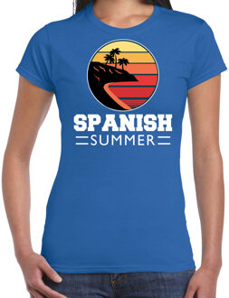 Bellatio Decorations Spaanse zomer t-shirt / shirt Spanish summer voor dames - blauw - beach party outfit / kleding / strand feest shirt XL