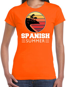 Bellatio Decorations Spaanse zomer t-shirt / shirt Spanish summer voor dames - oranje - beach party outfit / kleding / strand feest shirt XS