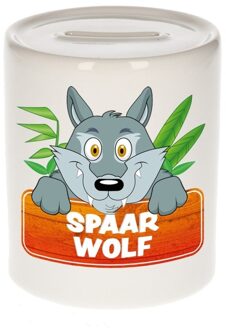 Bellatio Decorations Spaarpot van de spaar wolf Wolfie 9 cm - Spaarpotten Multikleur