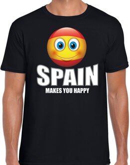 Bellatio Decorations Spain makes you happy landen t-shirt Spanje zwart voor heren met emoticon 2XL