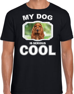 Bellatio Decorations Spaniel honden t-shirt my dog is serious cool zwart - heren - Spaniels liefhebber cadeau shirt 2XL