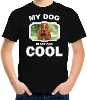 Bellatio Decorations Spaniel honden t-shirt my dog is serious cool zwart - kinderen - Spaniels liefhebber cadeau shirt L (146-152)