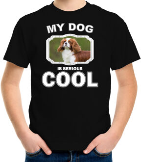 Bellatio Decorations Spaniel honden t-shirt my dog is serious cool zwart - kinderen - Spaniels liefhebber cadeau shirt L (146-152)