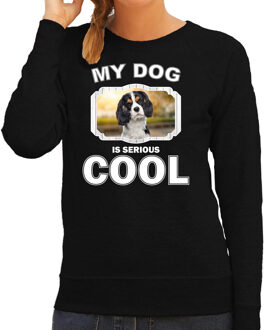 Bellatio Decorations Spaniel honden trui / sweater my dog is serious cool zwart - dames - Spaniels liefhebber cadeau sweaters 2XL