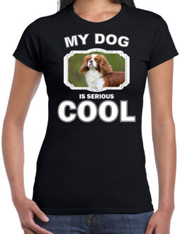 Bellatio Decorations Spaniels honden t-shirt my dog is serious cool zwart - dames - Spaniel liefhebber cadeau shirt 2XL