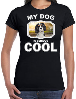 Bellatio Decorations Spaniels honden t-shirt my dog is serious cool zwart - dames - Spaniel liefhebber cadeau shirt 2XL