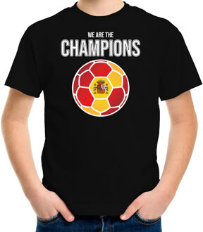 Bellatio Decorations Spanje EK/ WK supporter t-shirt - we are the champions met Spaanse voetbal - zwart - kinderen - kleding / shirt L (146-152)