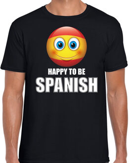 Bellatio Decorations Spanje emoticon Happy to be Spanish landen t-shirt zwart heren 2XL