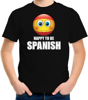 Bellatio Decorations Spanje Emoticon Happy to be Spanish landen t-shirt zwart kinderen