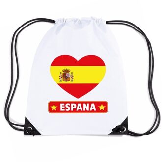 Bellatio Decorations Spanje hart vlag nylon rugzak wit