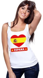 Bellatio Decorations Spanje hart vlag singlet shirt/ tanktop wit dames