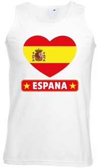 Bellatio Decorations Spanje hart vlag singlet shirt/ tanktop wit heren 2XL