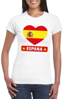 Bellatio Decorations Spanje hart vlag t-shirt wit dames XS