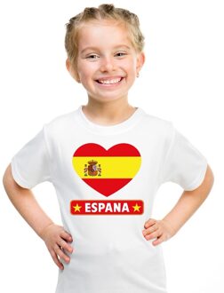 Bellatio Decorations Spanje hart vlag t-shirt wit jongens en meisjes