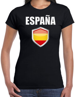 Bellatio Decorations Spanje landen supporters t-shirt - zwart - dames - fan kleding - korte mouwen