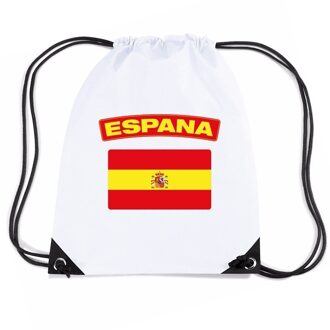 Bellatio Decorations Spanje nylon rijgkoord rugzak/ sporttas wit met Spaanse vlag