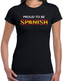 Bellatio Decorations Spanje Proud to be Spanish landen t-shirt - zwart - dames -  Spanje landen shirt  met Spaanse vlag/ kleding - EK / WK / Olympische spelen outfit XS