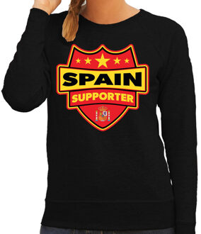 Bellatio Decorations Spanje / Spain schild supporter sweater zwart voor dames 2XL