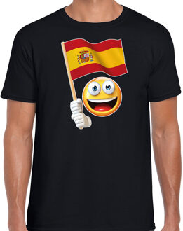 Bellatio Decorations Spanje supporter / fan emoticon t-shirt zwart voor heren 2XL