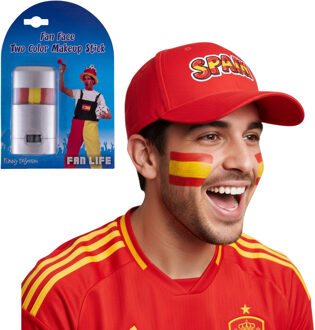 Bellatio Decorations Spanje supporters set - baseballcap rood - met vlag schminkstift - volwassenen - landen