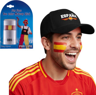 Bellatio Decorations Spanje supporters set - baseballcap zwart - met vlag schminkstift - volwassenen - landen