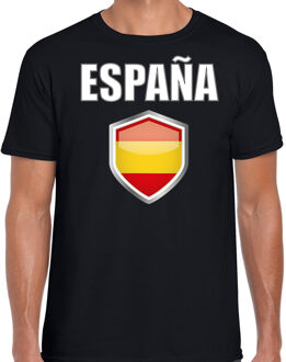 Bellatio Decorations Spanje vlag thema landen t-shirt - zwart - voor heren - Supporters kleding - korte mouwen