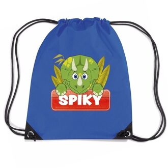 Bellatio Decorations Spiky de dinosaurier trekkoord rugzak / gymtas blauw voor kinderen - Gymtasje - zwemtasje