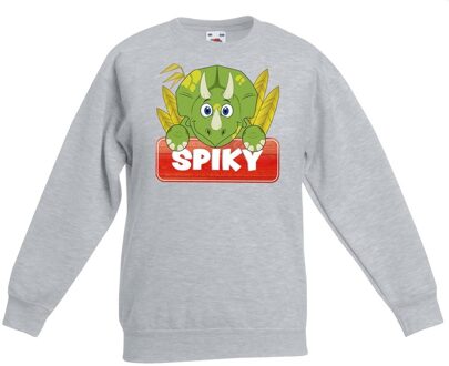 Bellatio Decorations Spiky de dinosaurus sweater grijs voor kinderen - unisex - dino trui 12-13 jaar (152/164)