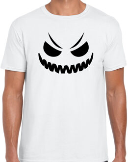 Bellatio Decorations Spook gezicht halloween verkleed t-shirt wit voor heren