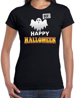 Bellatio Decorations Spook / happy halloween horror shirt zwart voor dames - verkleed t-shirt XS