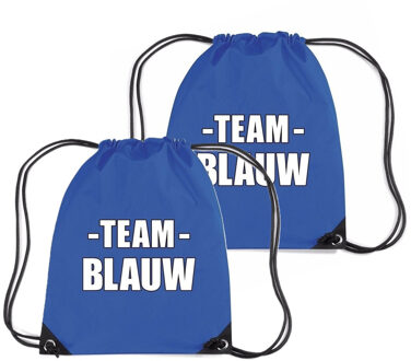 Bellatio Decorations Sportdag tasje - Team blauw - opberg rugtas/ sporttas - 11 Liter - 4x34 cm - div kleuren