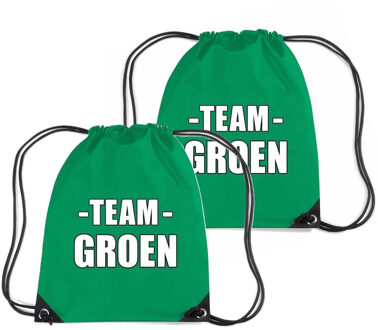 Bellatio Decorations Sportdag tasje - Team groen - opberg rugtas/ sporttas - 11 Liter - 2x34 cm - div kleuren