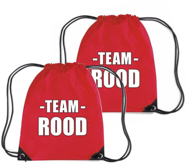 Bellatio Decorations Sportdag tasje - Team rood - opberg rugtas/ sporttas - 11 Liter - 2x34 cm - div kleuren