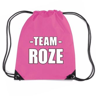 Bellatio Decorations Sportdag tasje - Team roze - opberg rugtas/ sporttas - 11 Liter - 45x34 cm - div kleuren