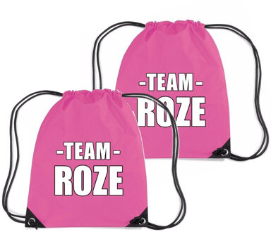 Bellatio Decorations Sportdag tasje - Team roze - opberg rugtas/ sporttas - 11 Liter - 4x34 cm - div kleuren