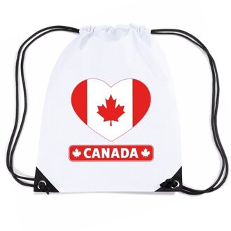 Bellatio Decorations Sporttas met trekkoord Canada vlag in hart