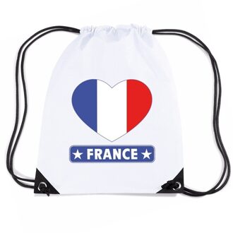 Bellatio Decorations Sporttas met trekkoord Frankrijk vlag in hart