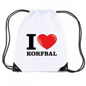 Bellatio Decorations Sporttas met trekkoord I love korfbal
