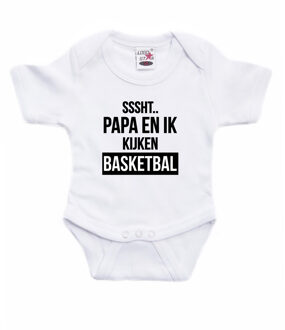 Bellatio Decorations Sssht kijken basketbal kraamcadeau rompertje wit jongens/meisjes 80 (9-12 maanden)